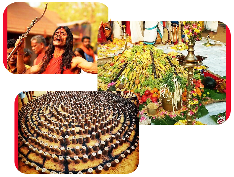 Temple offerings, lamps and festival drums